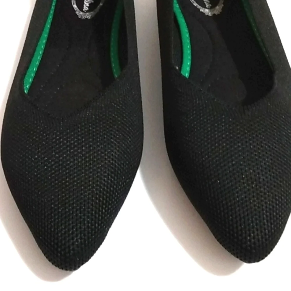 ATALINA BLACK POINTED TOE CUSHIONED SLIP-ON BALLERINA FLATS SIZE 6 NWT